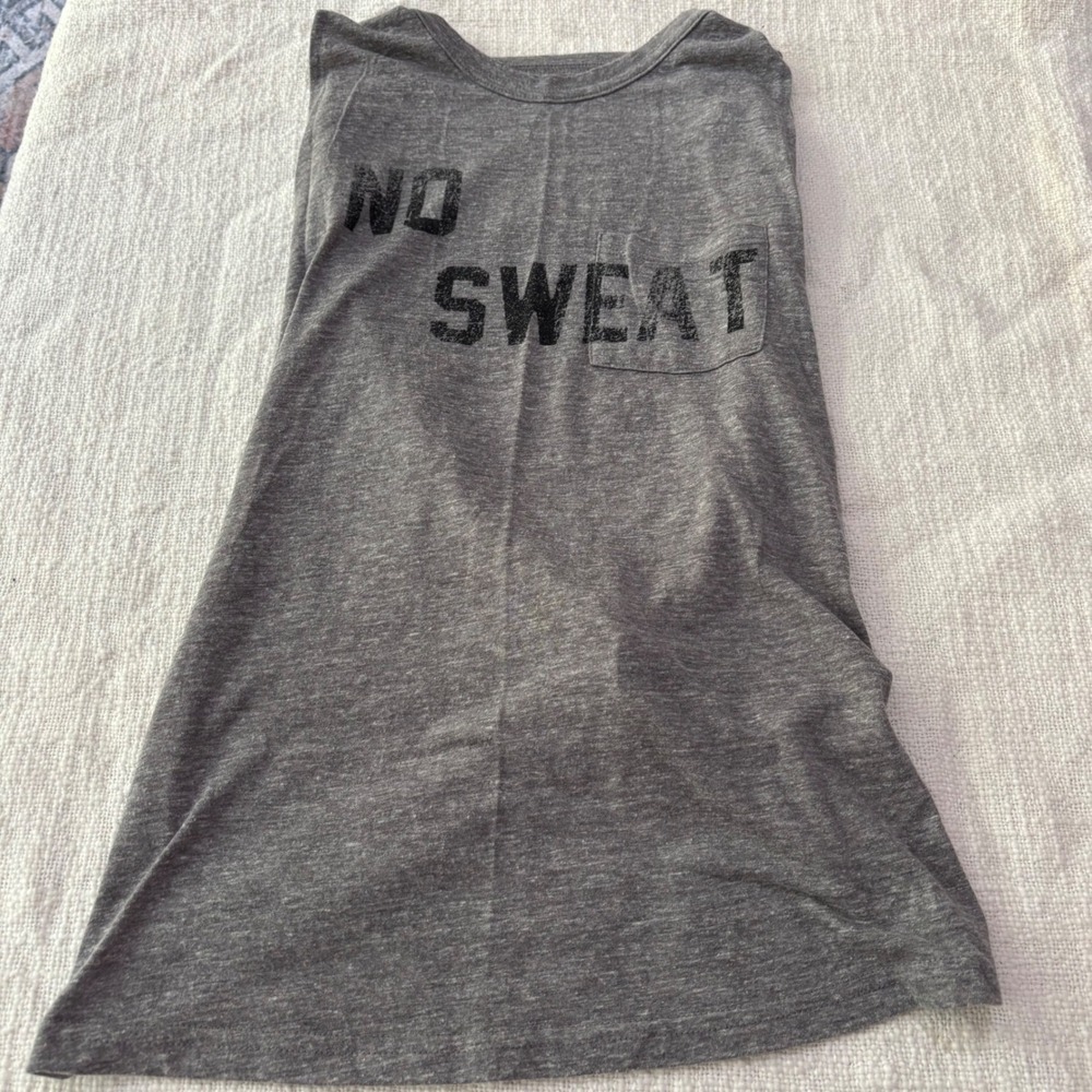 FP Movement Womens No Sweat Graphic Tank Top Gray Open Cross Back Muscle Tee S